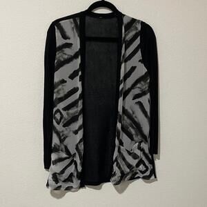 Zebra Print Black White Women's Sweater Sheer Chiffon Lightweight Animal Print